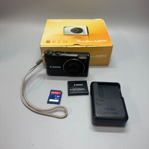 Canon PowerShot A2200 HD 14.1MP Black Digital Camera Tested w/ Charger & SD Card